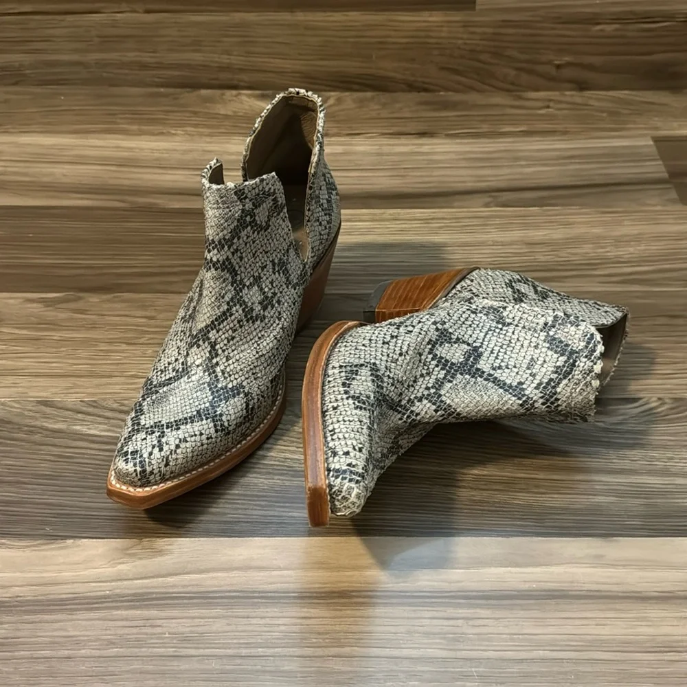 Ariat Leather Snake Print Dixon Snip Toe Ankle Slip On Bootie Boots 6.5 - Picture 5 of 14